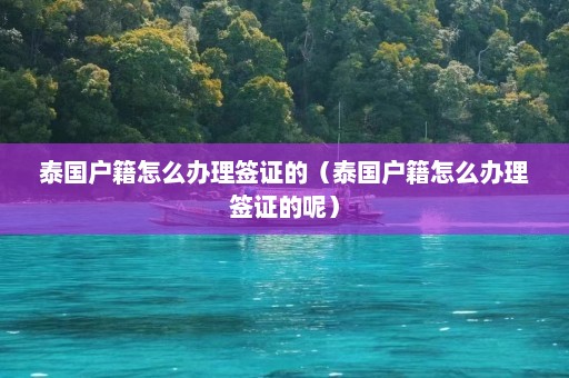 泰国户籍怎么办理签证的（泰国户籍怎么办理签证的呢）