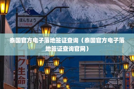 泰国官方电子落地签证查询（泰国官方电子落地签证查询官网）