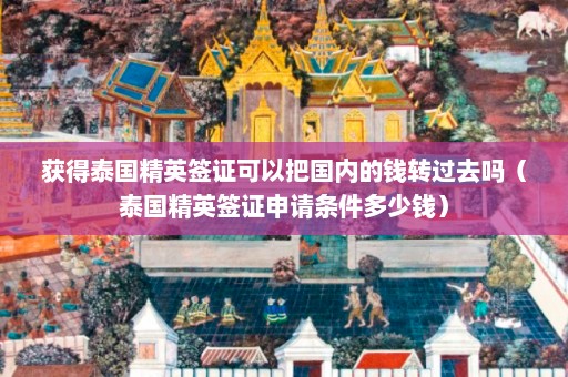 获得泰国精英签证可以把国内的钱转过去吗（泰国精英签证申请条件多少钱）  第1张