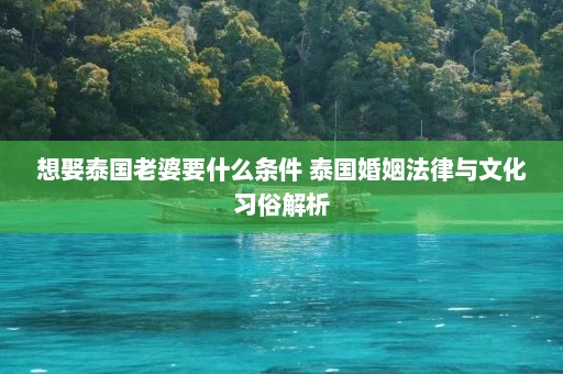 想娶泰国老婆要什么条件 泰国婚姻法律与文化习俗解析