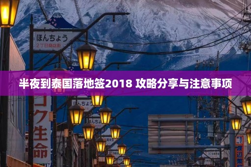 半夜到泰国落地签2018 攻略分享与注意事项