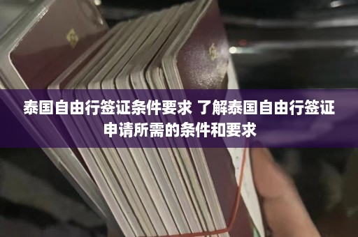 泰国自由行签证条件要求 了解泰国自由行签证申请所需的条件和要求  第1张