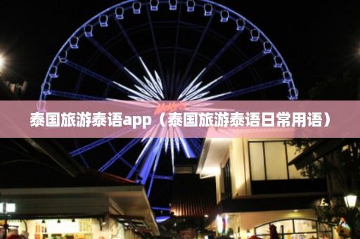 泰国旅游泰语app（泰国旅游泰语日常用语）  第1张