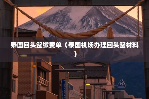 泰国回头签缴费单（泰国机场办理回头签材料）