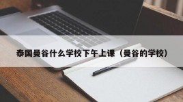 泰国曼谷什么学校下午上课（曼谷的学校）